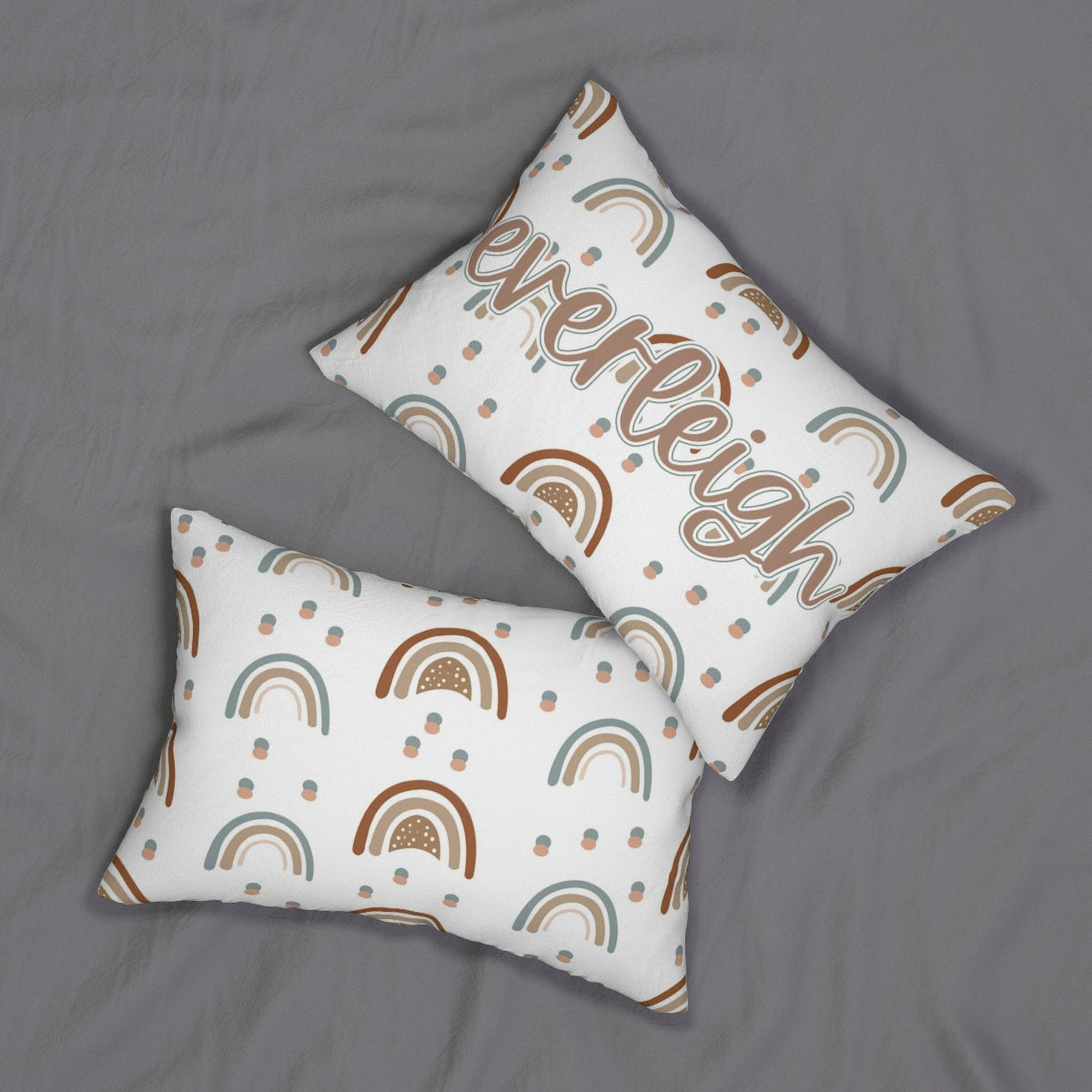 Custom Boho Rainbow Pillow with Name - Spun Polyester Lumbar Pillow