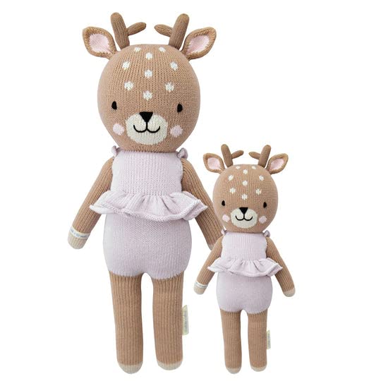 cuddle + kind Violet The Fawn Little 13" Hand-Knit Doll – 1 Doll = 10 Meals, Fair Trade, Heirloom Quality, Handcrafted in Peru, 100% Cotton Yarn