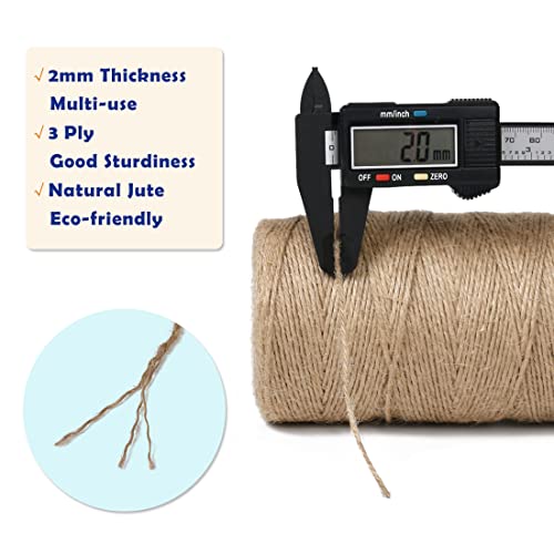 Perkhomy 1100 Feet Jute Twine String 2Mm Natural Thin Twine for