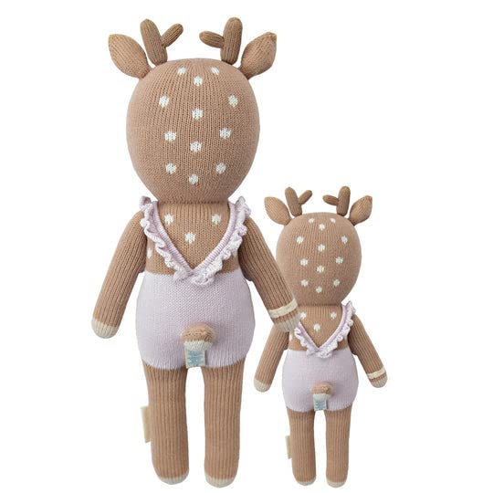 cuddle + kind Violet The Fawn Little 13" Hand-Knit Doll – 1 Doll = 10 Meals, Fair Trade, Heirloom Quality, Handcrafted in Peru, 100% Cotton Yarn