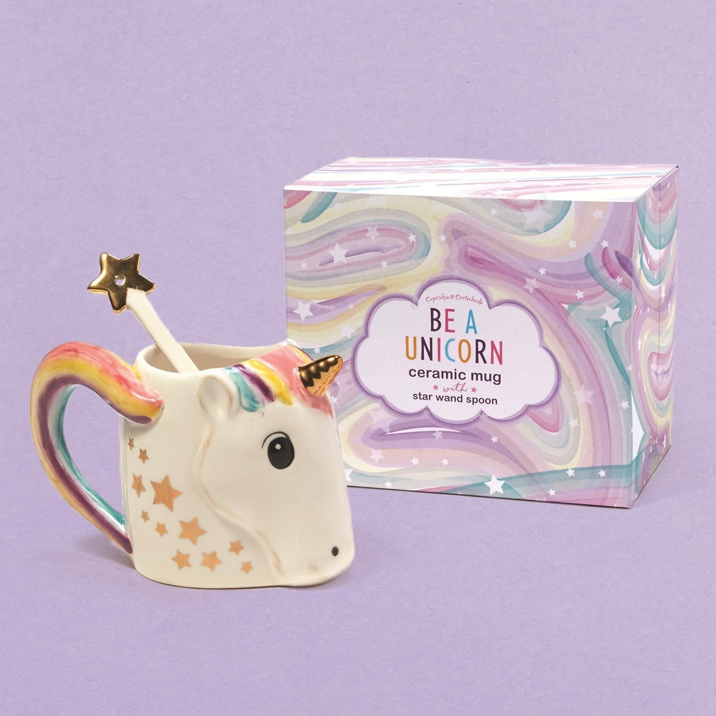Be A Unicorn Ceramic Mug with Metallic Star Stirrer in Gift Box