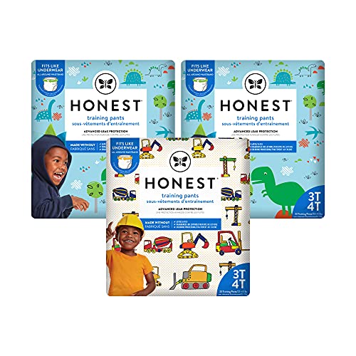 The Honest Company Training Pants, Dinosaurs + Construction Zone, Size 3T/4T, 69 Count