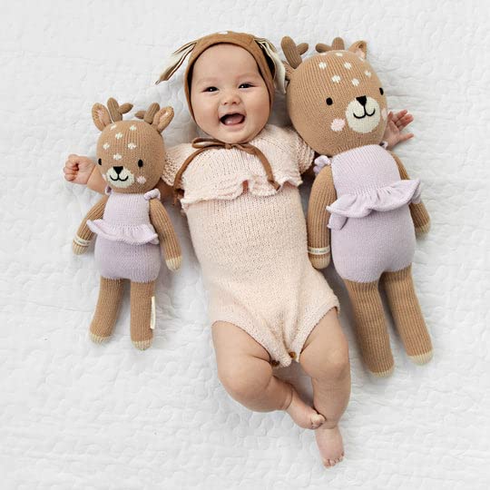 cuddle + kind Violet The Fawn Little 13" Hand-Knit Doll – 1 Doll = 10 Meals, Fair Trade, Heirloom Quality, Handcrafted in Peru, 100% Cotton Yarn