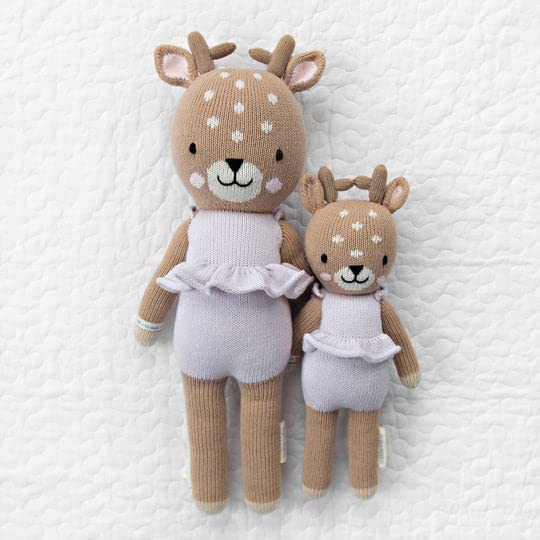 cuddle + kind Violet The Fawn Little 13" Hand-Knit Doll – 1 Doll = 10 Meals, Fair Trade, Heirloom Quality, Handcrafted in Peru, 100% Cotton Yarn