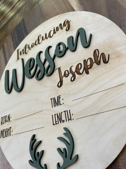 Custom Wooden Baby Birth Announcement Sign