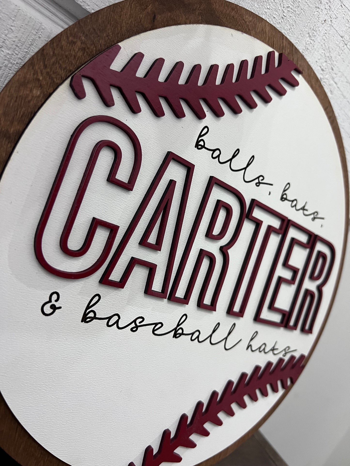 Custom Baseball Themed Wooden Name Sign