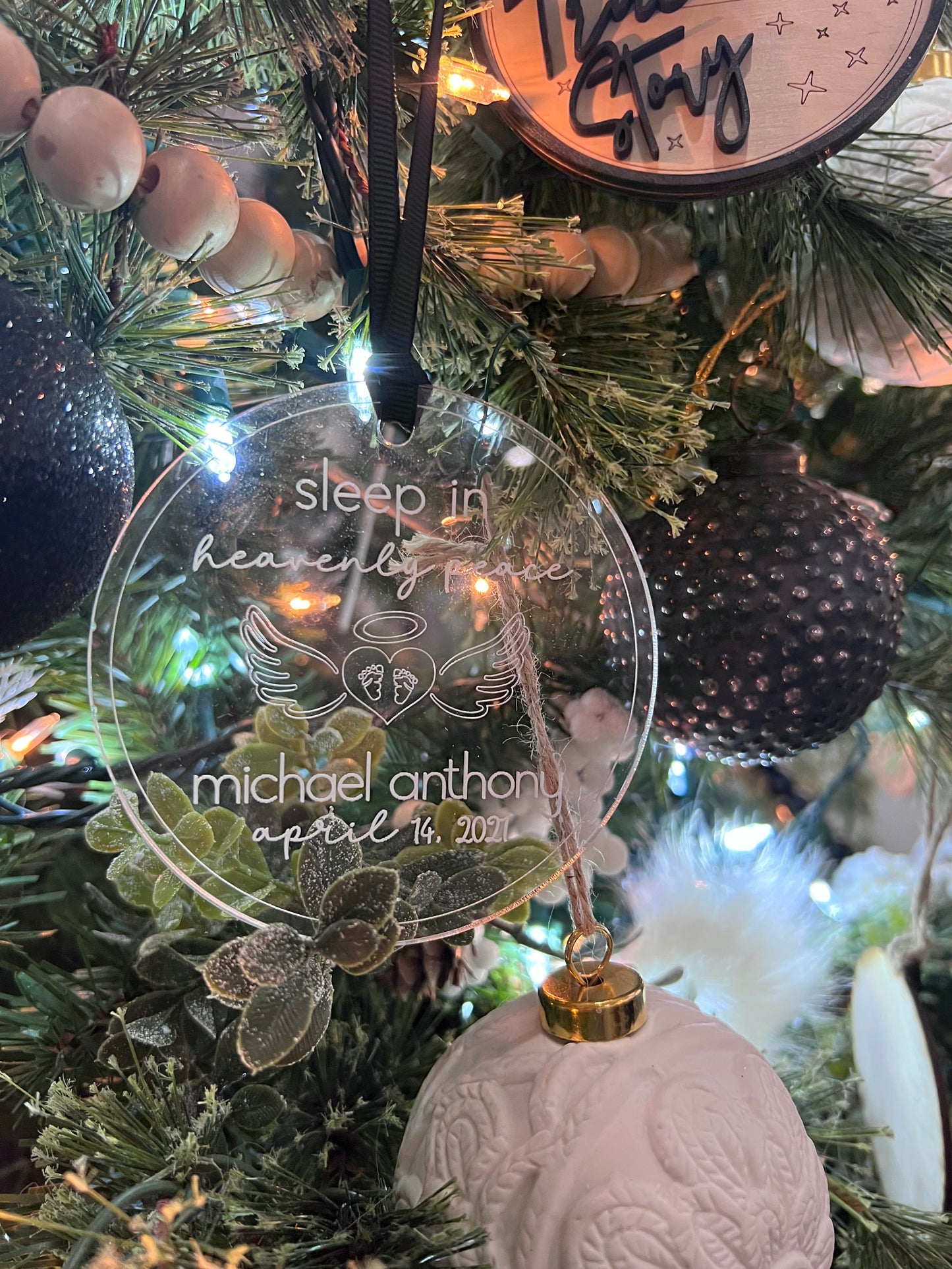 Sleep in Heavenly Peace Acrylic Ornament (Customized)