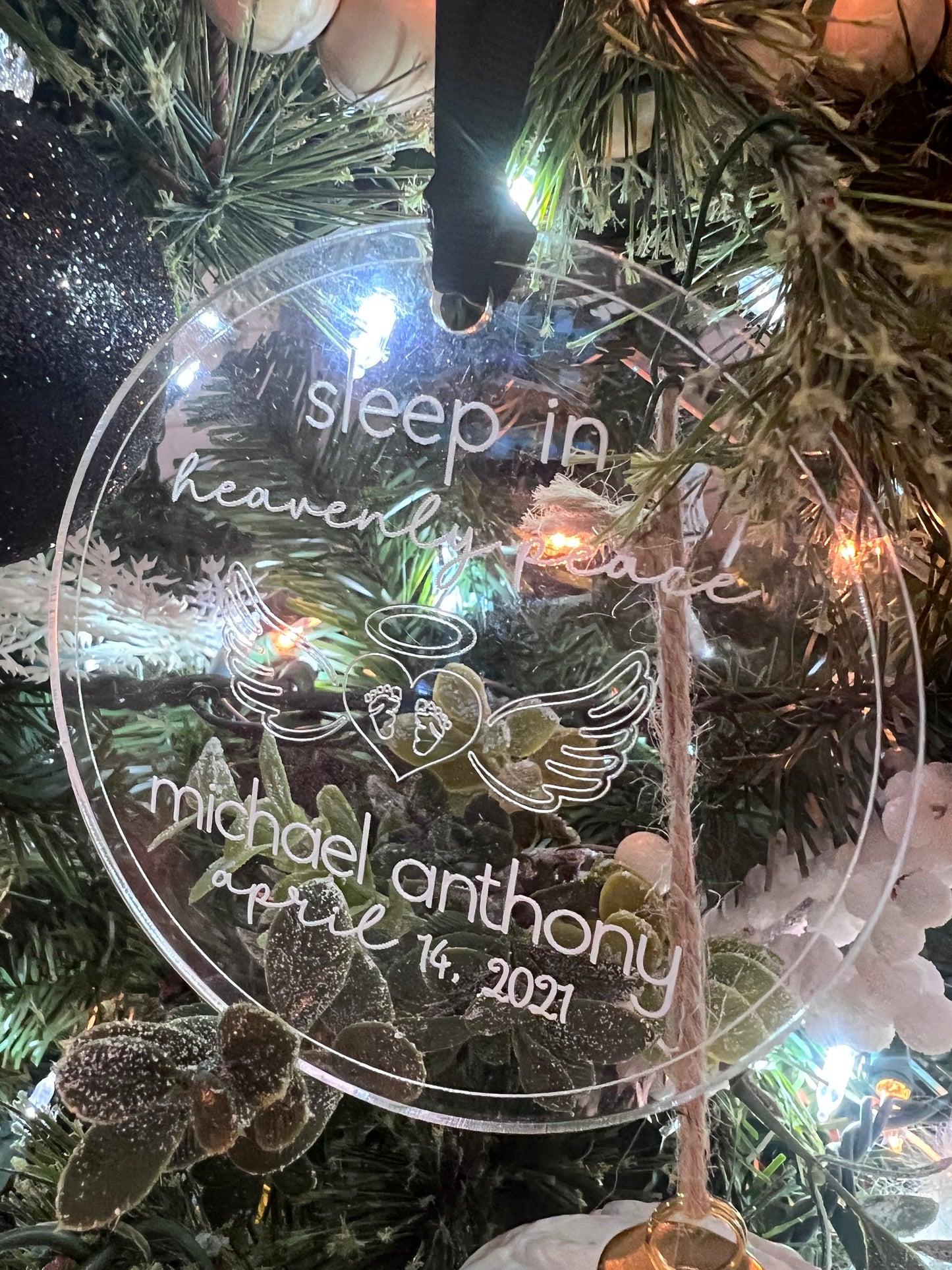 Sleep in Heavenly Peace Acrylic Ornament (Customized)