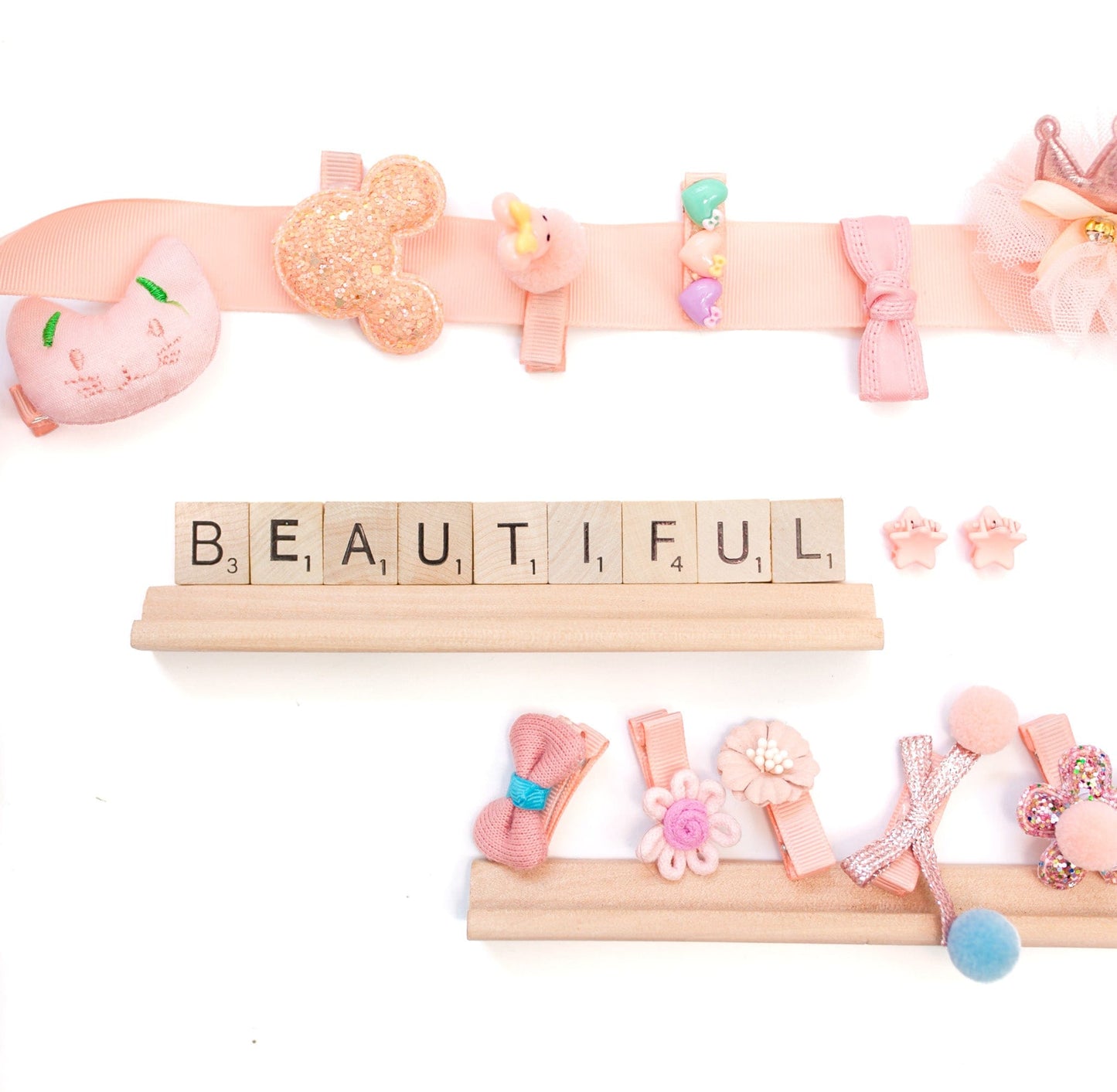 Light Pink Kids Hair Accessories Gift Box - 18Pcs - Gift Set