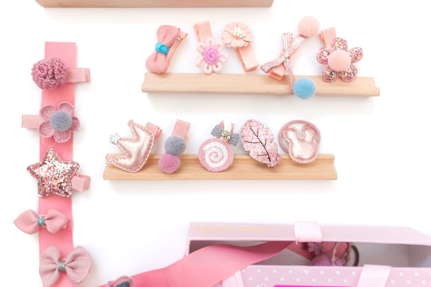 Light Pink Kids Hair Accessories Gift Box - 18Pcs - Gift Set